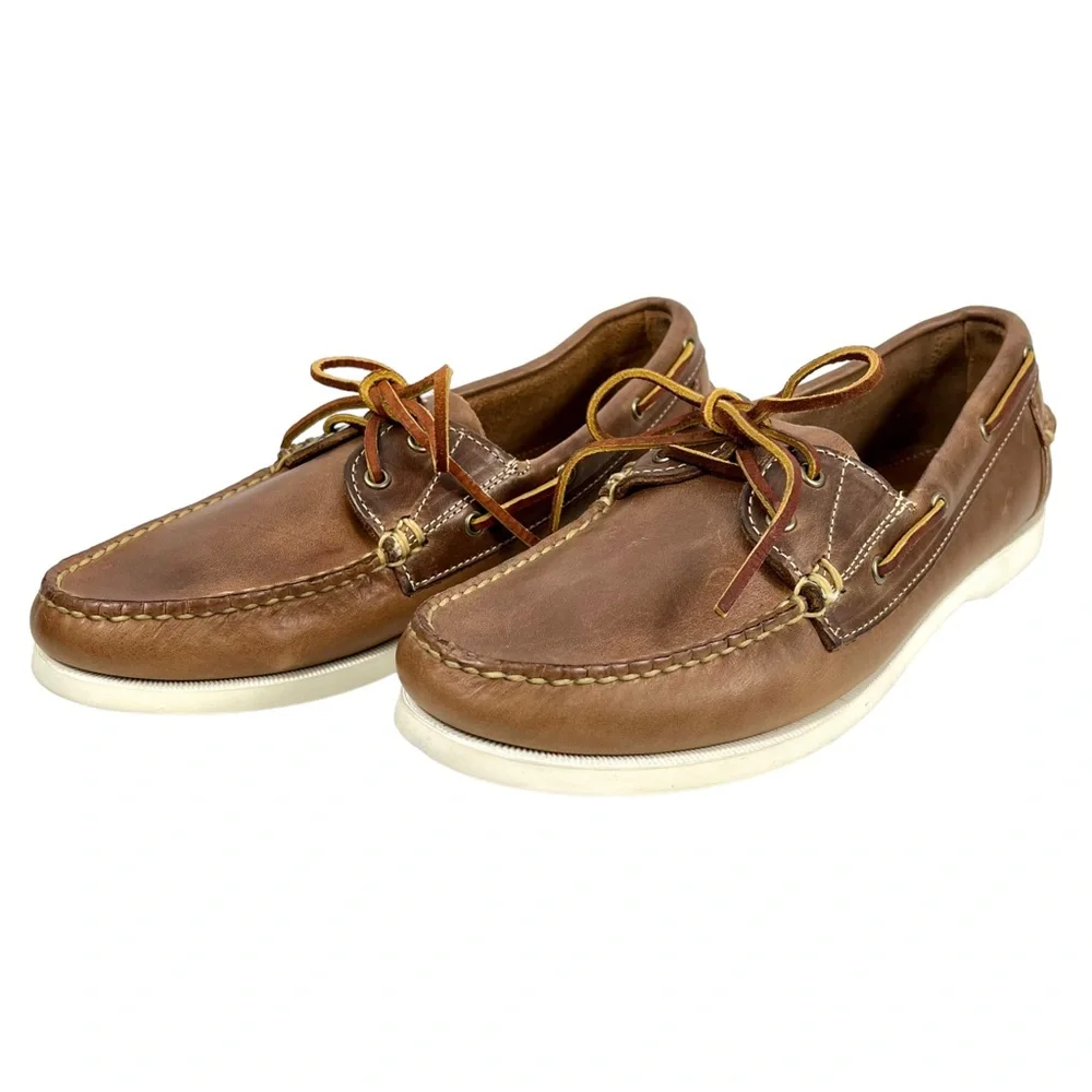 Allen Edmonds Men 9D‎ Maritime Brown Leather Slip On Boat Shoes